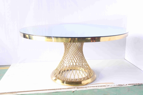 Glass Top Round Dining Table Set Hotel Furniture Customized Size