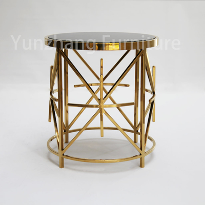 Luxury Round Side Table SS201 tempered glass Sofa Table For Living Room