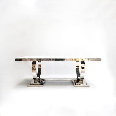 Two Circles Sleek Modern Dining Table Marble Top 201 Stainless Steel Family Use