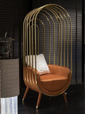 Gold Stainless Steel Throne King Wedding Couple Chair Cage Shape