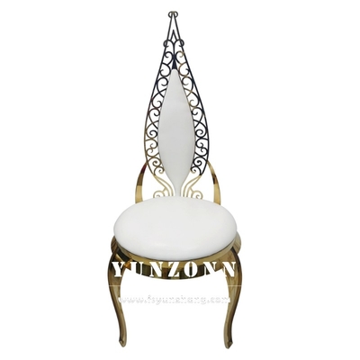 Gold Stainless Steel Commercial Wedding Banquet Chair Leather Velvet