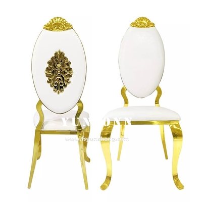 Luxury Hotel Restaurant Metal Chair Crown Design Golden Stainless Steel Royal Wedding Chair