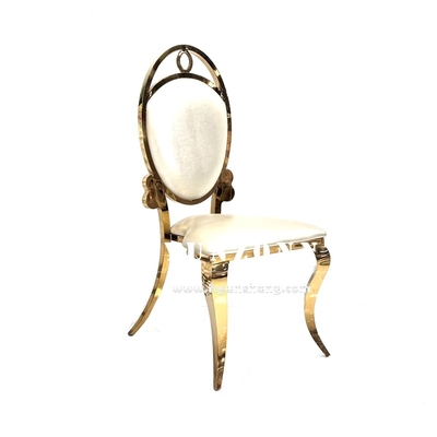Golden Stainless Steel Event Party Chair White Leather Cheap Banquet Hall Chair