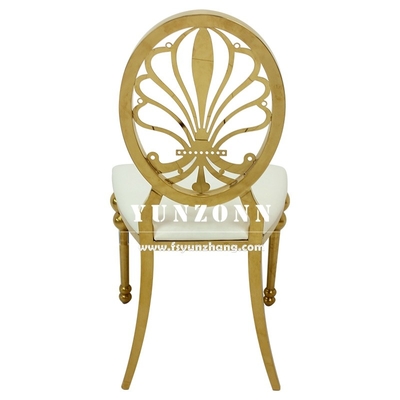 Banquet Metal Chair Event Party Rental Gold Flower Back Stainless Steel Hotel Wedding Chair