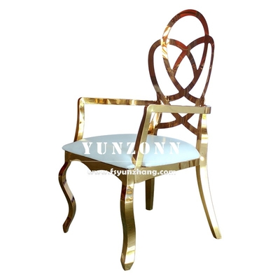 Fancy Wedding Furniture Rose Carved Back Hotel Restaurant Chair Gold Stainless Steel Banquet Chair