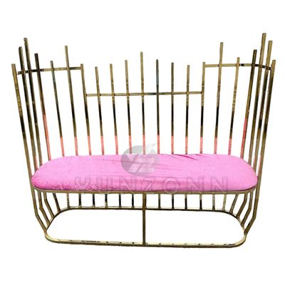 Royal Luxury Style High Back Gold Spiked Loveseat - Modern Chesterfield Wedding Sofa