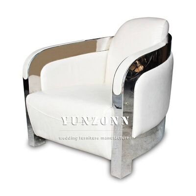 Nordic Style Single Sofa with Leather and Stainless Steel Frame for Hotel Living Room Furniture