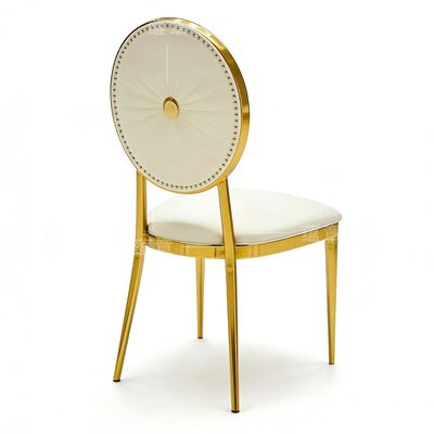 Luxury White PU Leather Stainless Steel Durable Wedding Chair for Hotel Dining Outdoor Villa Living Room Use with Modern Design