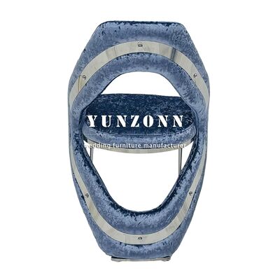 High-End Living Room Leisure Chair Luxury Stainless Steel Accent Chair Blue Color Upholster Dining Chair