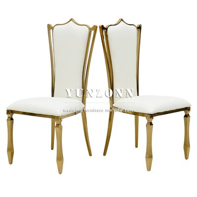 Luxury Furniture Golden Stainless Steel Hotel Chairs Calabash Feet Chair Armless Chairs for Bride and Groom Wedding Events