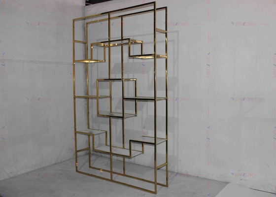 Stainless Steel Golden Modern Wine Rack Cabinet Light Classic Luxury
