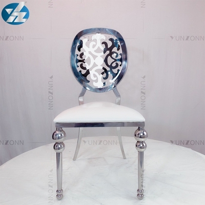 Artistic dining chair round back with flower design disassembly style stainless steel