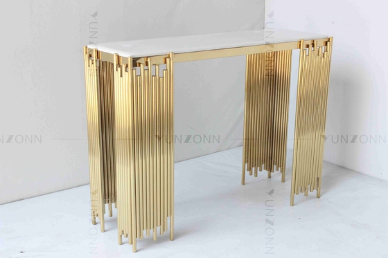 Tubular Modern White And Gold Console Table Wall Cabinet Shelf Luxury Furniture