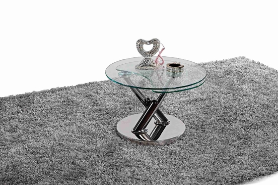 Round Glass Table Top Stylish Tea Table X Metal Base Side Small Table