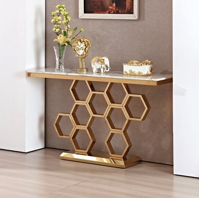 Marble Rectangular Console Table Stylish Tea Table With Faux Marble Top