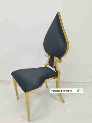 Fancy Gold Wedding chair stackable luxury design white cushion