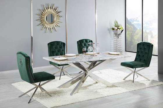 4 Person Cross Base Luxury Modern Dining Tables For Living Room