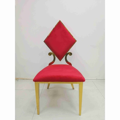 Prismatic Poker Wedding Banquet Chair Red Color Stainless Steel Frame