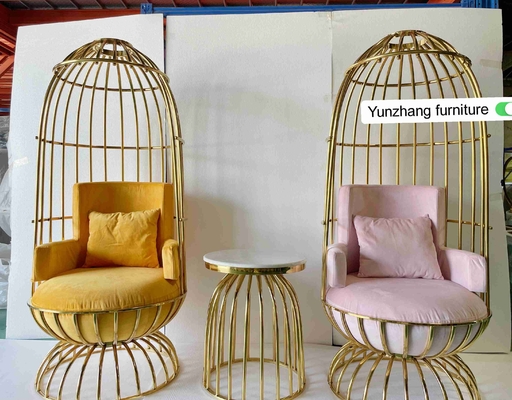 Comfortable Metal Gold Birdcage Chair Stainless Steel For Hotel Banquet