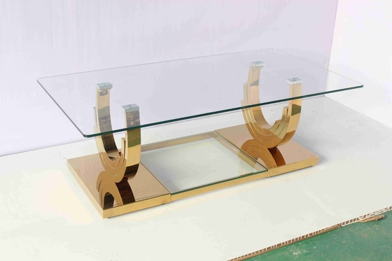 Ti Gold U Shaped Base 2 Piece Coffee Table Set Living Room Home Furniture