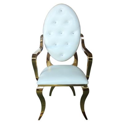 Good price Popular bride and groom chair big oval back chair gold X leg for wedding event online