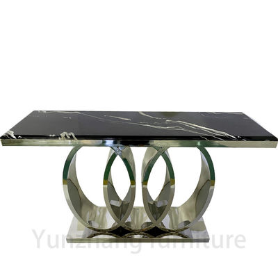 Good price Modern Style Rectangle Marble Dining Table White Table And Gold Trestle Base online