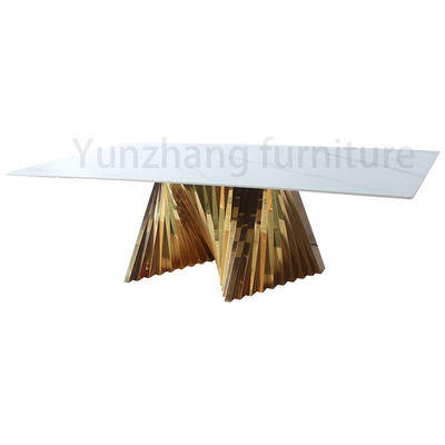 Good price Gold Irregular Luxury Modern Dining Tables Metal Base With Marble Table Top online