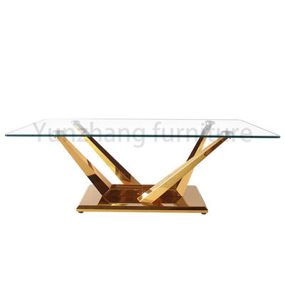 Good price Unique Square Dining Table Metal Base Tempered Glass Top For Dining Room online