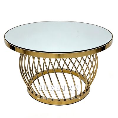 Good price Factory Price Modern Round Mirror Glass Top Stainless Steel Dining Table for Hotel Wedding Events and Outdoor Use online