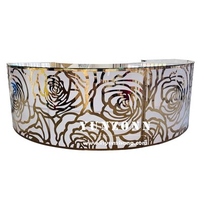 Good price Club Furniture Round Stainless Steel Frame Gold Rose Pattern Portable bar Table Wedding bar Counter online