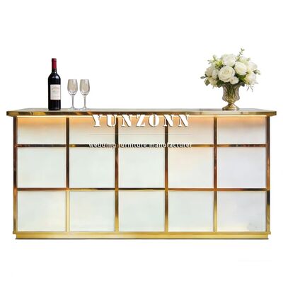 Good price Modern Hotel Use Commercial Wedding Event Rectangle Stainless Steel Mirror Glass Bar Table Counter online