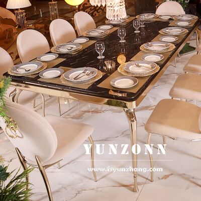 Good price Furnistyle Manufacturer Custom Formal Elegant Marble Dining Table Modern Luxury Dinning Table Set Wedding Furniture online