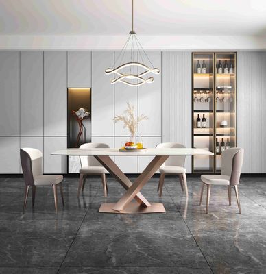 Good price Plain X Base Luxury Modern Dining Tables 6 8 Seater Marble Top Stainless Steel Frame online