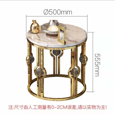 Good price Gold Plated Stainless Steel Marble Side Table Light Luxury Metal Crystal Ball Round Corner Table online