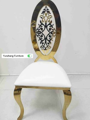 Good price Ellipse High Back Golden Wedding Dining Chair With Flower OEM online