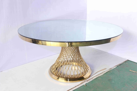 Glass Top Round Dining Table Set Hotel Furniture Customized Size