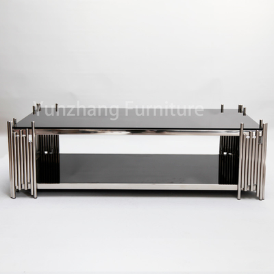 Chrome Furnishings Rectangular Center Table Sofa Table With Double Tempered Glass