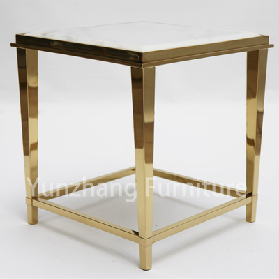 SS 201 Base Luxury End Table Marble Patterned Tabletop Living Room Furniture Sofa Table