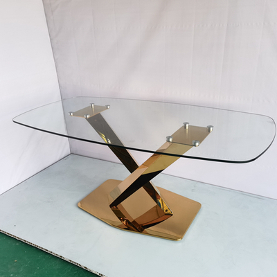 Elegant Luxury Modern Dining Tables With Glass Top Glossy Finish