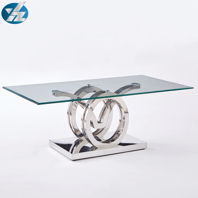 60 Inches Width Stainless Steel Dining Table Chair Sets With 6 Chairs