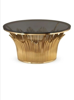 Home Furniture Round Center Rose Gold Marble Coffee Tables Luxury For Living Room