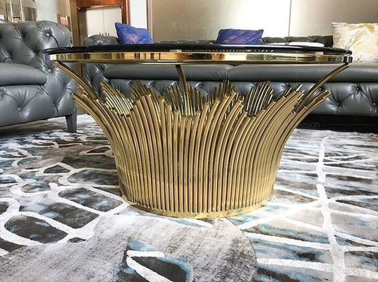 Home Furniture Round Center Rose Gold Marble Coffee Tables Luxury For Living Room