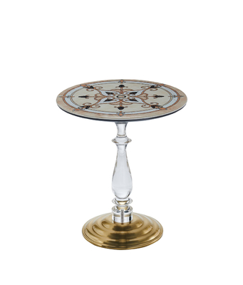 Modern Style Marble and brass Table Antiqued brass color round end table