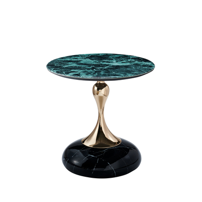 Luxury Center Table Modern Living Room Furniture Round Bent End Table Black Gold Metal Glass Coffee Table