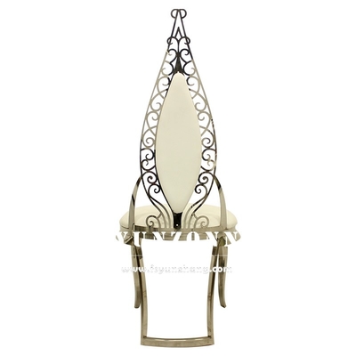 Gold Stainless Steel Commercial Wedding Banquet Chair Leather Velvet