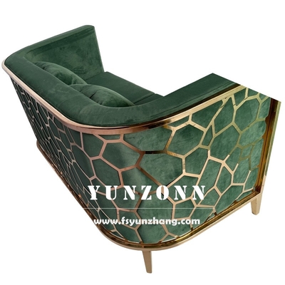 Modern Gold Stainless Steel Luxury Sofa Set Furniture Living Room Green Velvet Fabric Sofa