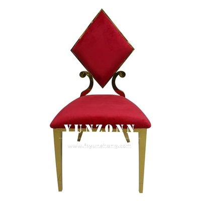 Elegant Gold Stainless Steel Dining Chair with Poker Diamond Design