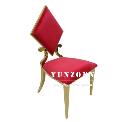 Elegant Gold Stainless Steel Dining Chair with Poker Diamond Design