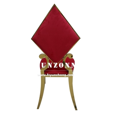 Elegant Gold Stainless Steel Dining Chair with Poker Diamond Design