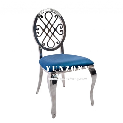 Rose Gold Flower Back Dining Room Furniture Stacking Movable Cushion Wedding Banquet Chair for Event Party Hall